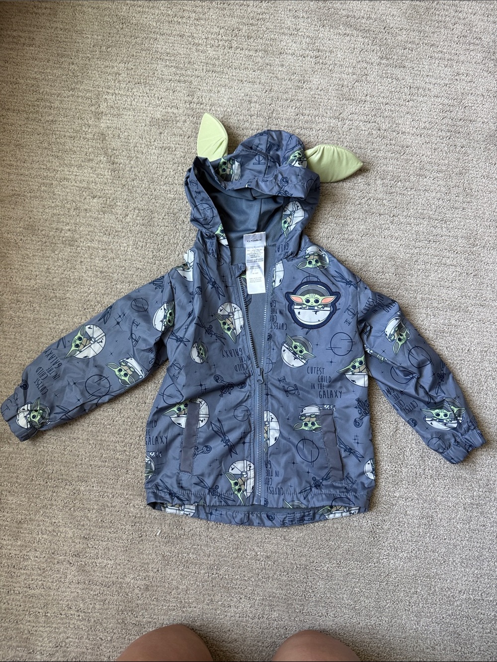 Star Wars Gray & Green Grogu Hooded Raincoat with Ears